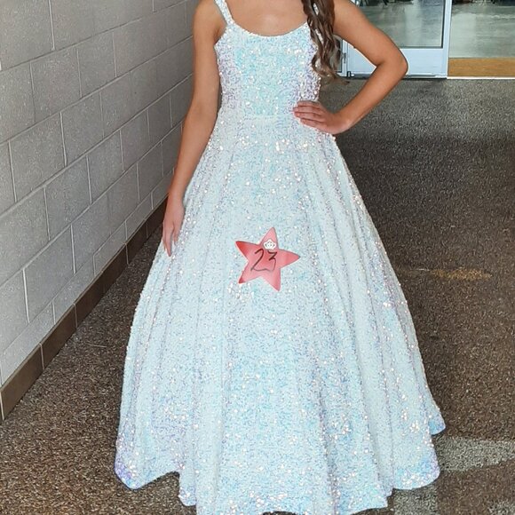 Sherri Hill white sparkly pageant dress little girl size 10 - Picture 1 of 14